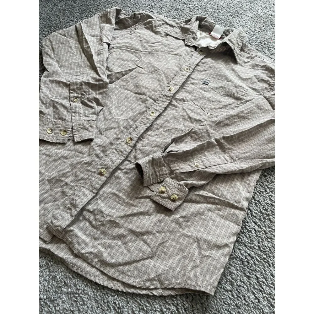 North Face Mens Long Sleeve Button Down Sz M Hiking Utility Nylon Gorpcore